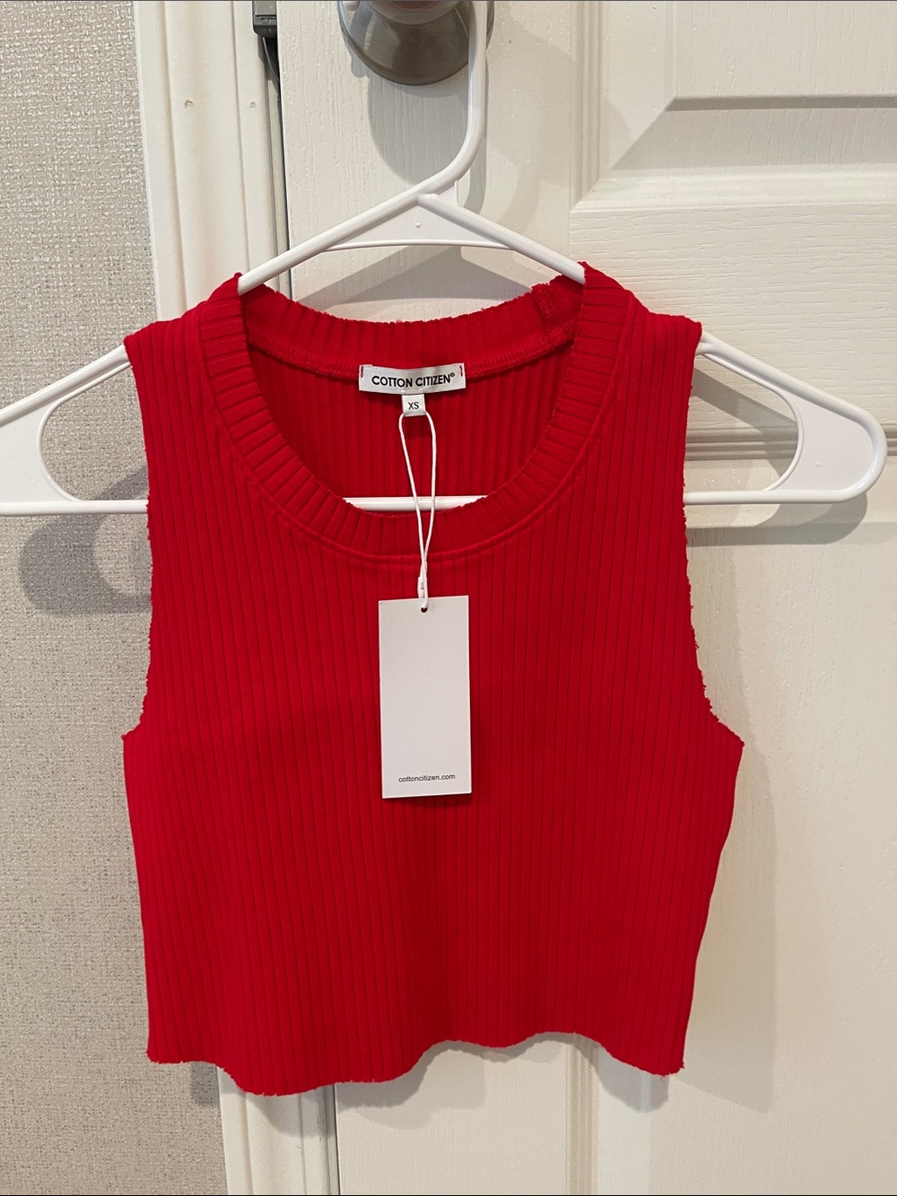 NWT Cotton Citizen Red Ribbed Tank Crop Top SZ XS